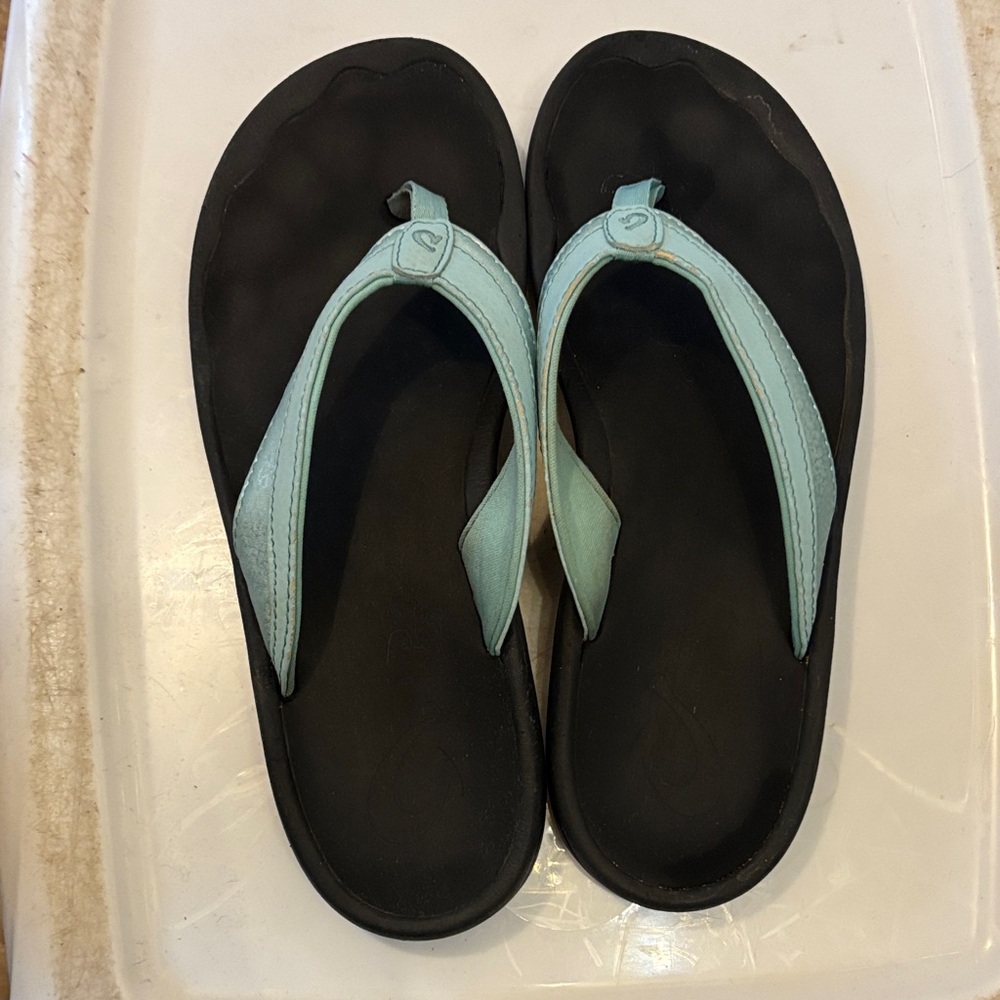 Women’s Olukai  Flip-Flop Sandals with Light Blue Straps